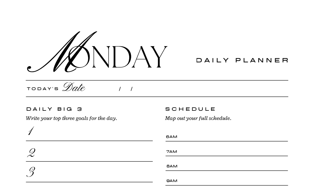 Simple Digital Weekly to Daily Planner